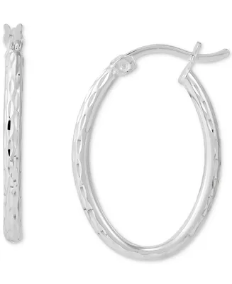 Giani Bernini Textured Oval Hoop Earrings 25mm, Created for Macy's