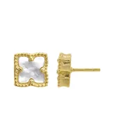 Adornia Mother of Imitation Pearl Gold-Tone Flower Stud Earrings