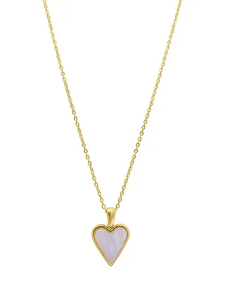 Adornia White Mother of Imitation Pearl Heart Adjustable Gold-Tone Pendant Necklace
