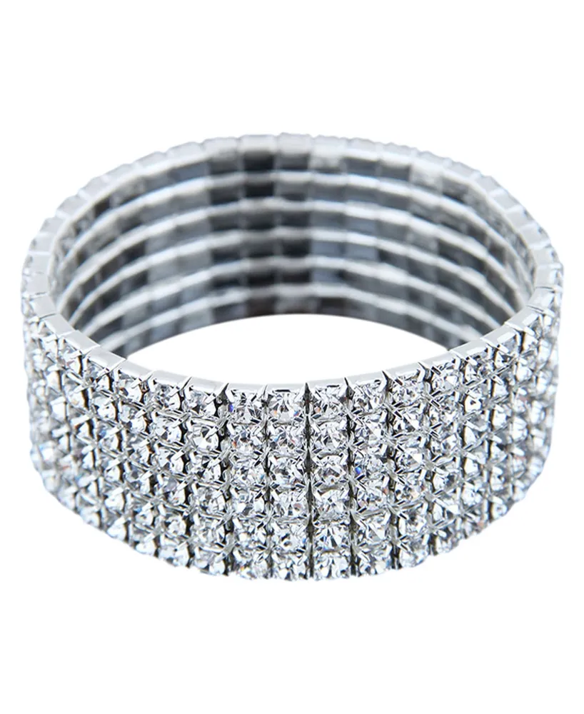 Crystal Rhinestone Criss Cross Cuff Bracelet (Multi-color Crystal