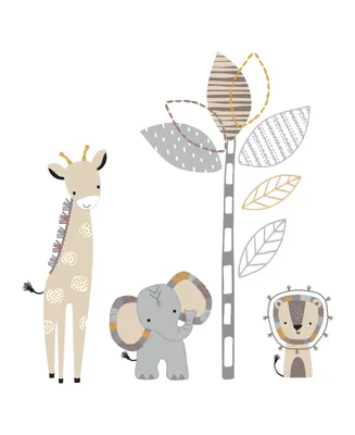 Lambs Ivy Jungle Safari Gray/Tan Elephant/Giraffe Nursery Wall Decals/Stickers