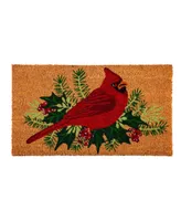 Evergreen Winter Cardinal Indoor Outdoor Natural Coir Doormat 1'4"x2'4" Brown