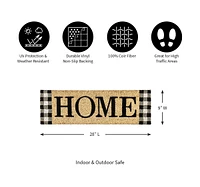 Evergreen Home Plaid Kensington Indoor Outdoor Coir Interchangeable Doormat 9.25 x 28 Beige