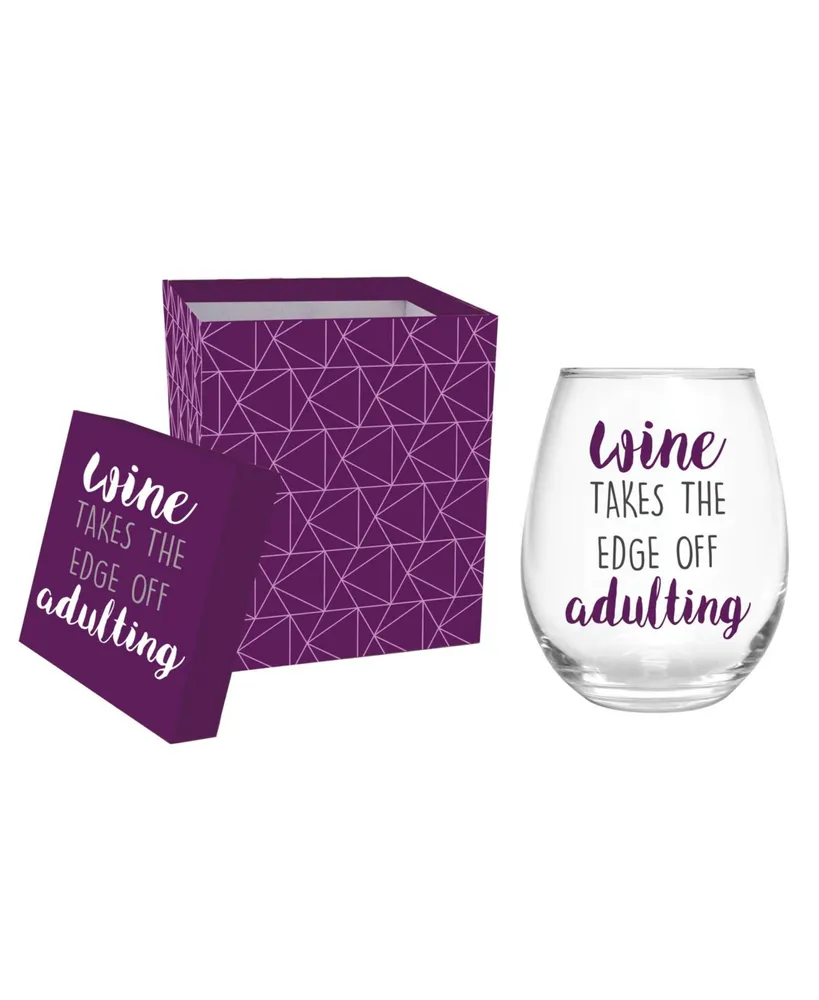 Wine Takes The Edge Off Adulting 17 OZ Stemless Wine Glass With Box