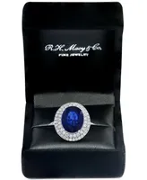 Effy Sapphire (4-1/4 ct. t.w.) & Diamond (5/8 Double Halo Ring 14k White Gold