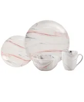 Lorren Home Trends Marble 16 Piece Service for 4 Dinnerware Set