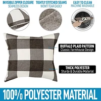 Zulay Kitchen 2 Pack Buffalo Plaid Throw Pillow Outdoor & Indoor Covers 16x16 inches