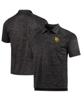 Men's Colosseum Heathered Black Baylor Bears Down Swing Polo Shirt