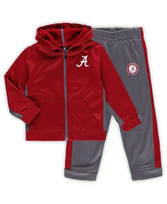 Toddler Boys Colosseum Crimson, Gray Alabama Crimson Tide Shark Full-Zip Hoodie Jacket and Pants Set