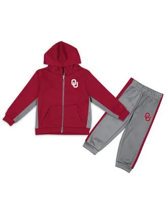 Toddler Boys Colosseum Crimson, Gray Oklahoma Sooners Shark Full-Zip Hoodie Jacket and Pants Set