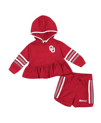 Girls Infant Colosseum Crimson Oklahoma Sooners Spoonful Full-Zip Hoodie and Shorts Set