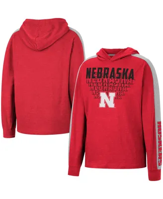 Big Boys Colosseum Heathered Scarlet Nebraska Huskers Wind Changes Raglan Hoodie T-shirt