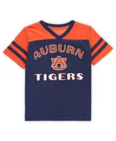 Girls Toddler Colosseum Navy, Orange Auburn Tigers Piecrust Promise Striped V-Neck T-shirt