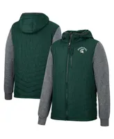 Men's Colosseum Green Michigan State Spartans Course Herringbone Full-Zip Hoodie