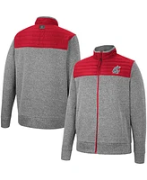 Men's Colosseum Charcoal, Crimson Washington State Cougars Putter Herringbone Full-Zip Jacket