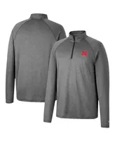 Men's Colosseum Heathered Gray Nebraska Huskers Earth First Raglan Quarter-Zip Windshirt