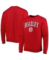 Men's Colosseum Red Bradley Braves Arch Over Logo Pullover Sweatshirt