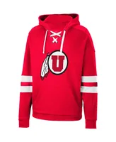 Men's Colosseum Red Utah Utes Lace-Up 4.0 Pullover Hoodie