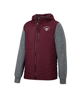 Men's Colosseum Maroon, Charcoal Texas A&M Aggies Course Herringbone Full-Zip Hoodie