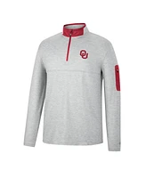 Men's Colosseum Heathered Gray, Crimson Oklahoma Sooners Country Club Windshirt Quarter-Zip Jacket