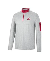 Men's Colosseum Heathered Gray, Crimson Washington State Cougars Country Club Windshirt Quarter-Zip Jacket