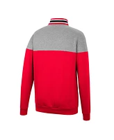 Men's Colosseum Heathered Gray, Scarlet Nebraska Huskers Be the Ball Quarter-Zip Top