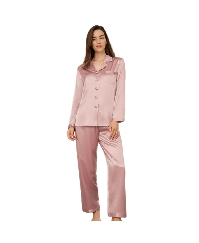 Linea Donatella Women's 2-Pc. Satin Button-Front Pajamas Set - Macy's
