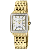 GV2 by Gevril Women's Padova Gemstone Swiss Quartz Diamond Accent Ion Plating Gold-Tone Stainless Steel Bracelet Watch 27mm x 30mm