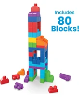 Mega Bloks 80-piece Big Building Bag Blocks for Toddlers 1-3, Blue
