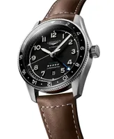 Longines Men's Swiss Automatic Spirit Zulu Time Leather Strap Watch 42mm