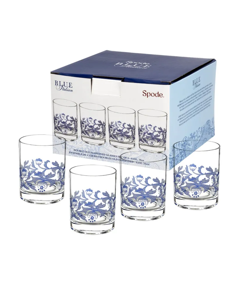 Spode Blue Italian Double Old Fashioned Glasses, Set of 4