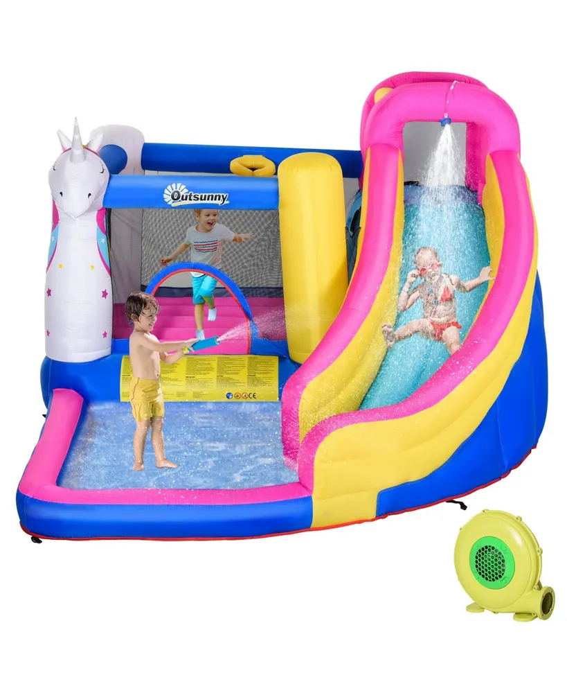 Unicorn 5-in-1 Large Inflatable Bounce House, Inflatable Water Slide