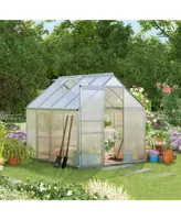 Outsunny 8' x 6' Polycarbonate Walk-in Garden Greenhouse Kit Silver