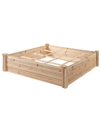 Outside 4ft x 4ft Backyard Planter Box w/ Wood Material for Plants