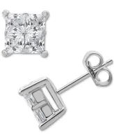 Diamond Seamless Cluster Princess Stud Earrings (2 ct. t.w.) in 14k White Gold