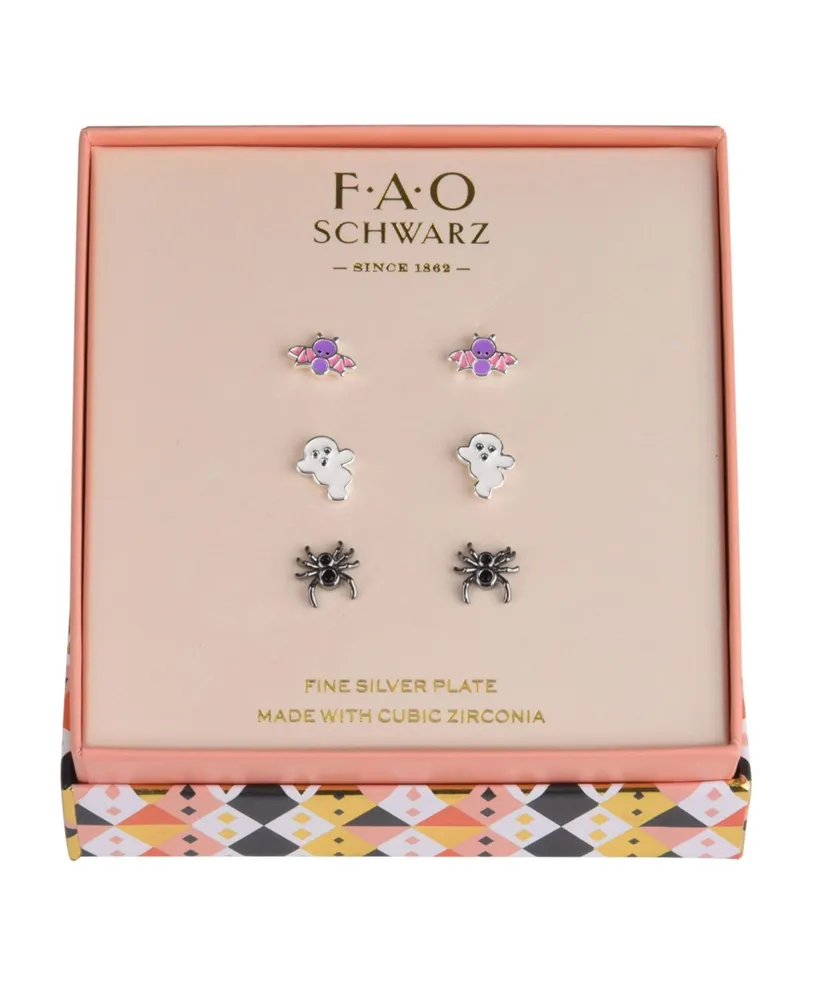 Fao Schwarz Spider, Ghost and Bat Trio Earring Set, 6 Pieces