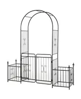 Outsunny 87in Metal Garden Arbor Arch Gate w/ 2 Side Planter Boxes & Vine Frame