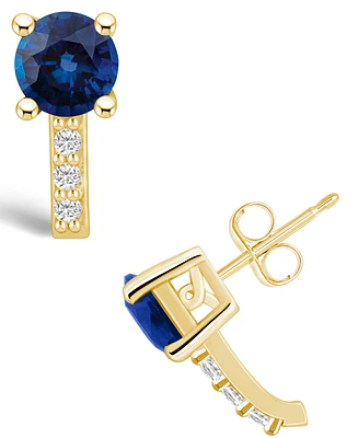 Macy's Sapphire (2 Ct. t.w.) and Diamond (1/8 Ct. t.w.) Stud Earrings