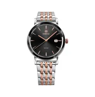 Magno Swiss Rose Gold Plated Men's 40mm Watch - Black & Rose Dial