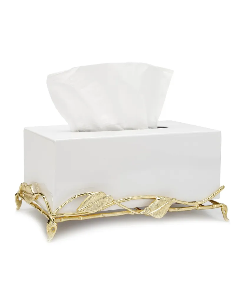 Classic Touch Tissue Box on Leaf Design Base