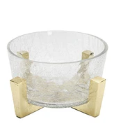 Classic Touch Hammered Glass Bowl on Block Base