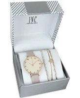 I.n.c. International Concepts Women's Pink Glitter Strap Watch 36mm Gift Set, Created for Macy's