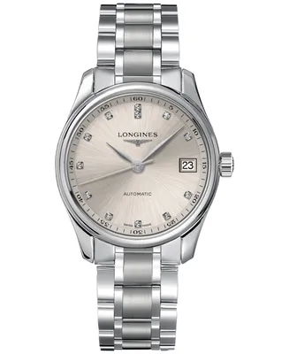 Longines Women's Swiss Automatic Master Diamond (1/20 ct. t.w.) Stainless Steel Bracelet Watch 34mm