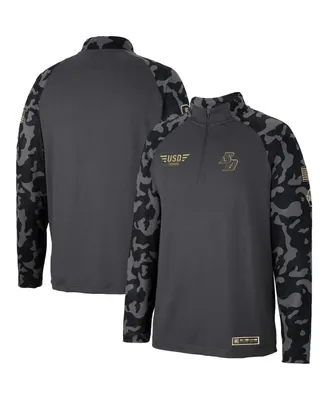 Men's Colosseum Charcoal San Diego Toreros Oht Military-Inspired Appreciation Long Range Raglan Quarter-Zip Jacket