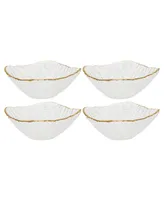 Classic Touch Crushed Glass Square Dessert Bowl with Rim, Set of 4