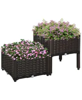 Outsunny -piece Raised Flower Bed Vegetable Herb Planter Lightweight