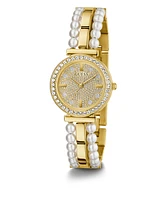 Guess Women's Gold-Tone Glitz Stainless Steel Bracelet Watch, 30mm