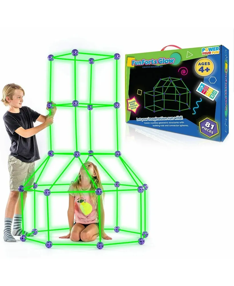 Power Your Fun Fun Forts Glow Fort Building Kit for Kids - 81 Pack