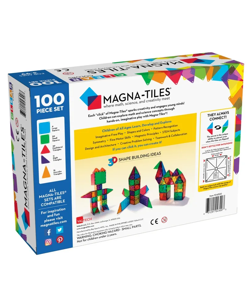 Magna-tiles Magna-tiles Classic 100-Piece Magnetic Construction Set, Ages 3+ - Assorted Pre