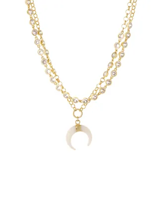 Ettika Crystal Dotted Horn Necklace in 18K Gold Plating Set, 2 Piece